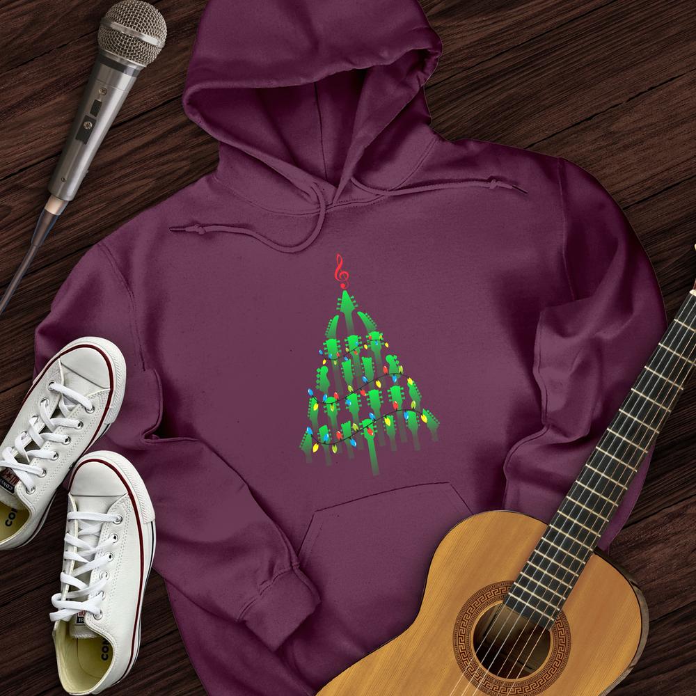 Printify Hoodie Maroon / S Guitar Christmas Tree Hoodie