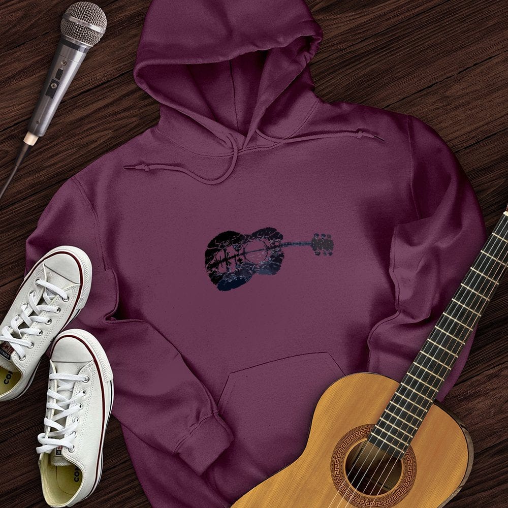 Printify Hoodie Maroon / S Guitar Moonrise Hoodie