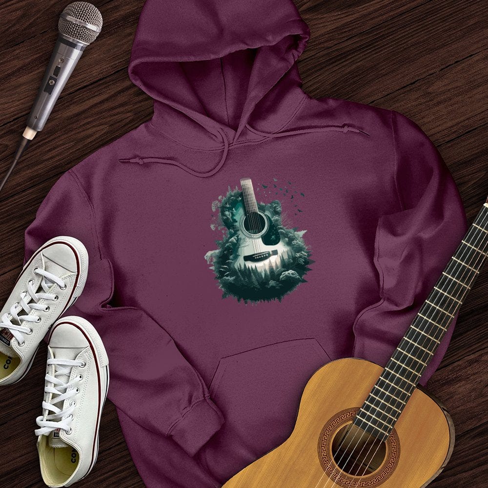 Printify Hoodie Maroon / S Guitar Nature Hoodie