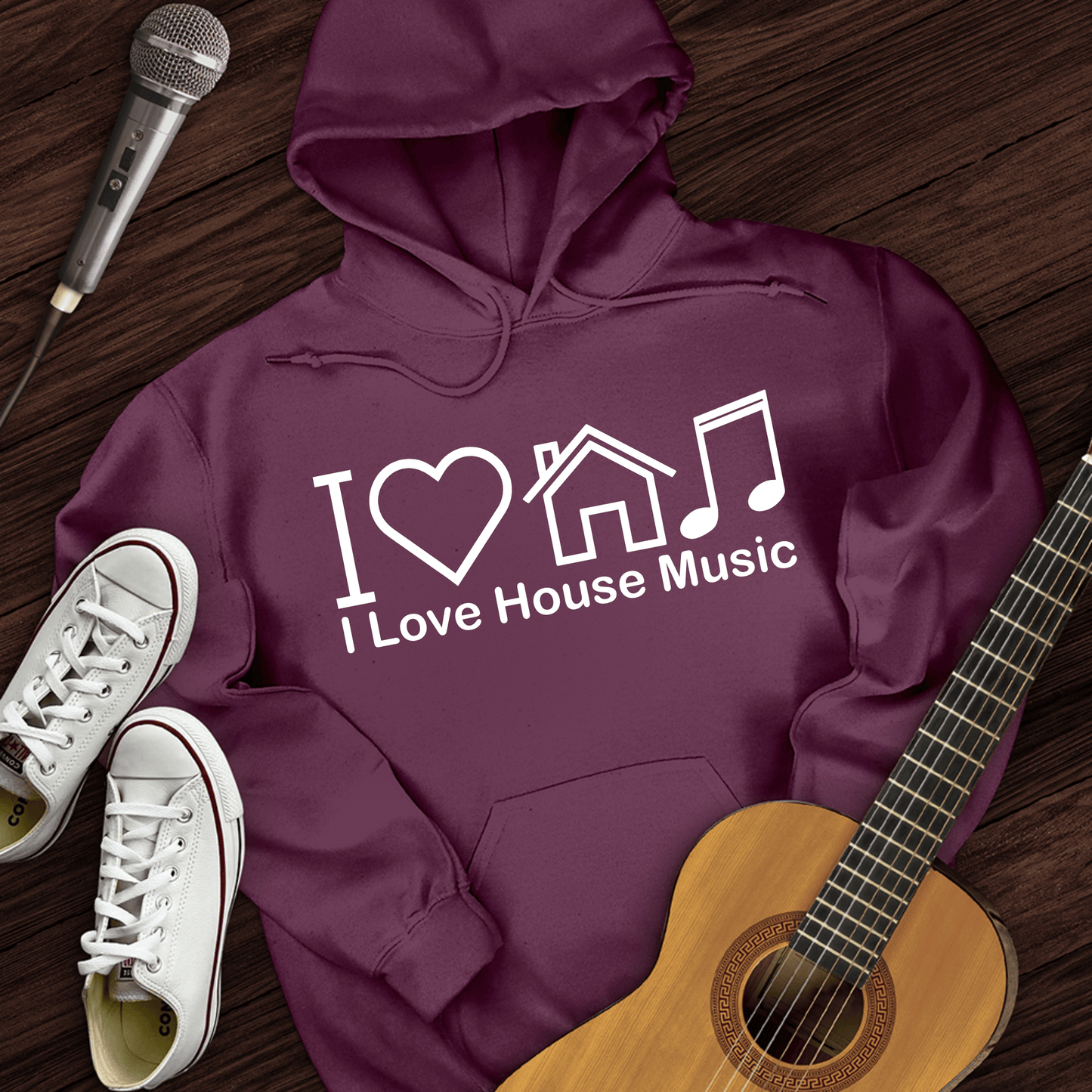 Printify Hoodie Maroon / S I Love House Music Hoodie