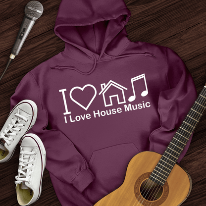 Printify Hoodie Maroon / S I Love House Music Hoodie