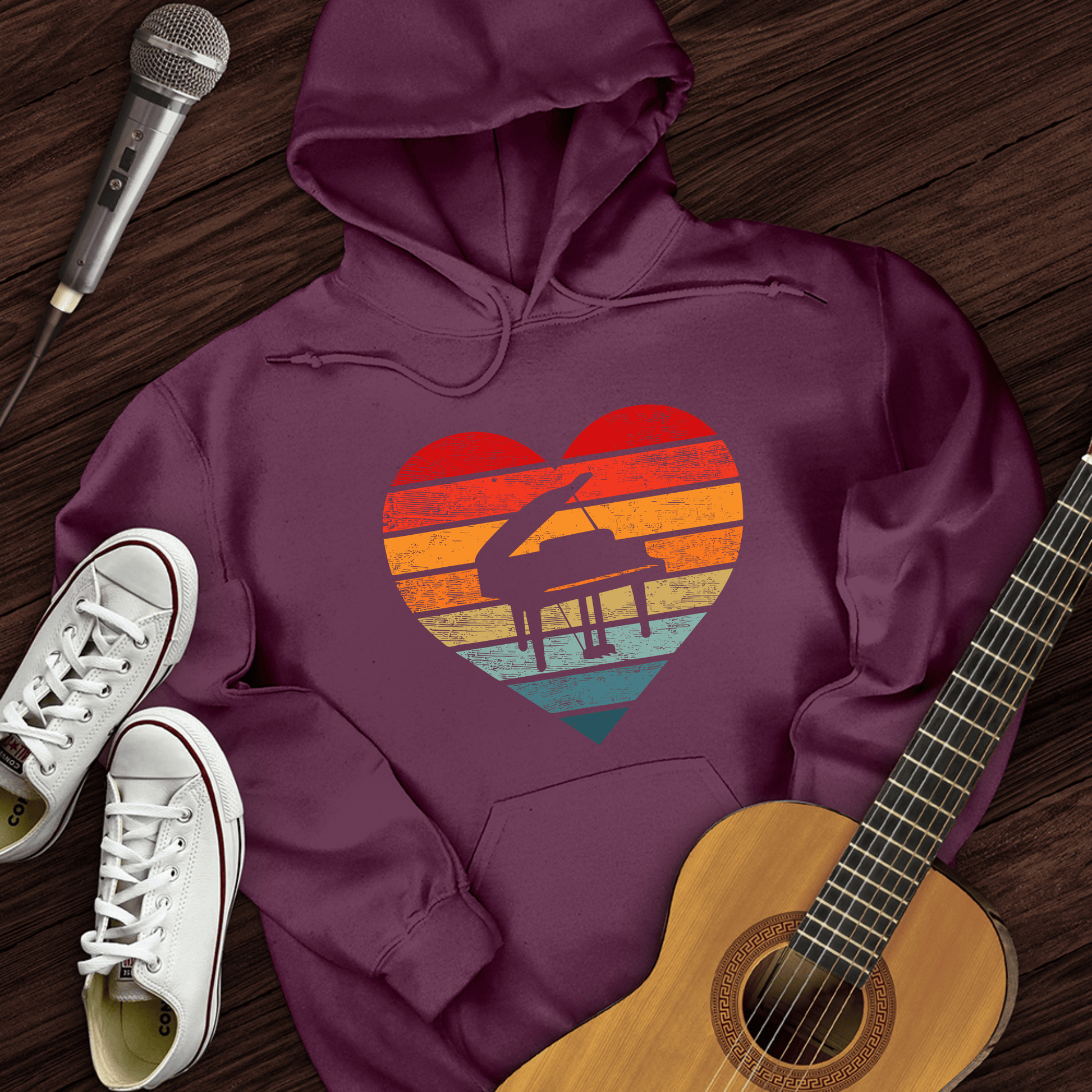 Printify Hoodie Maroon / S I Love Piano Hoodie
