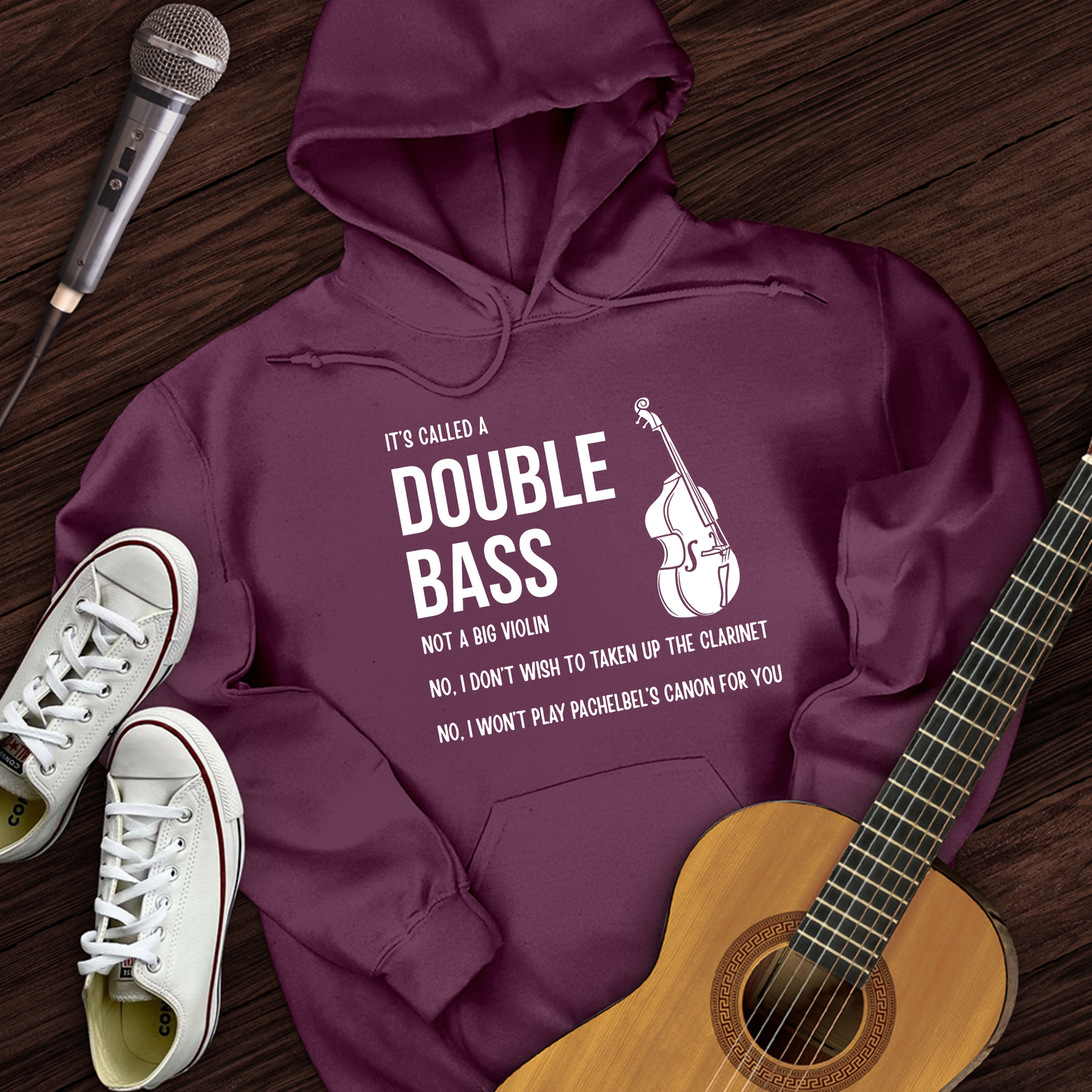Printify Hoodie Maroon / S It's A Double Bass Hoodie