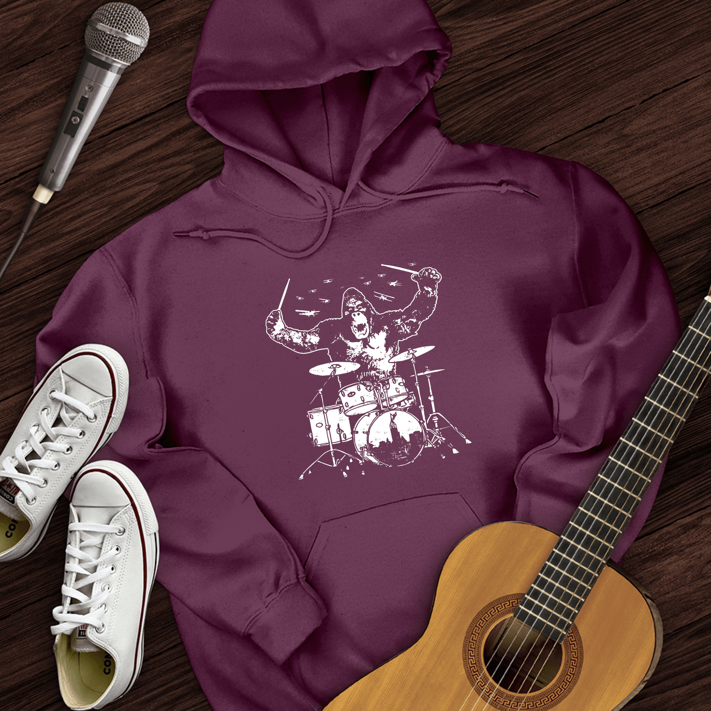 Printify Hoodie Maroon / S King Kong Drums Hoodie