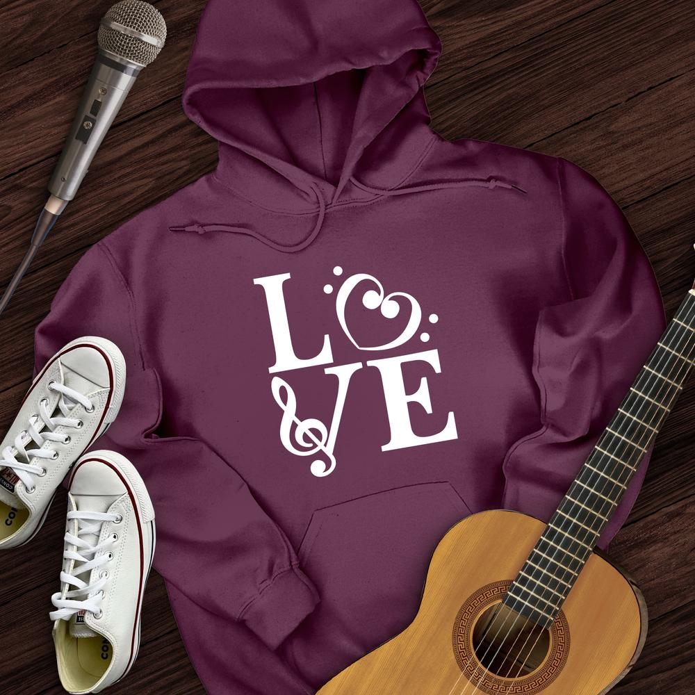 Printify Hoodie Maroon / S Love For Music Hoodie