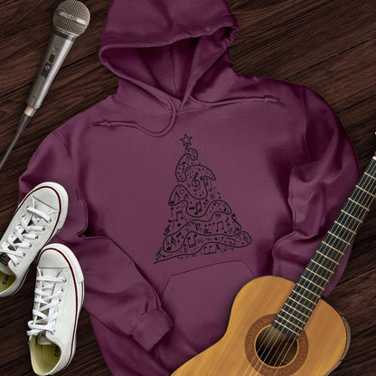 Printify Hoodie Maroon / S Music Christmas Tree Hoodie