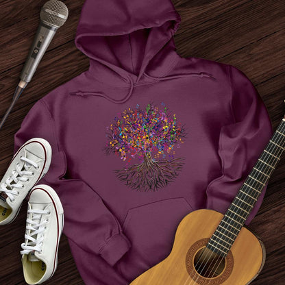 Printify Hoodie Maroon / S Music Note Tree Hoodie
