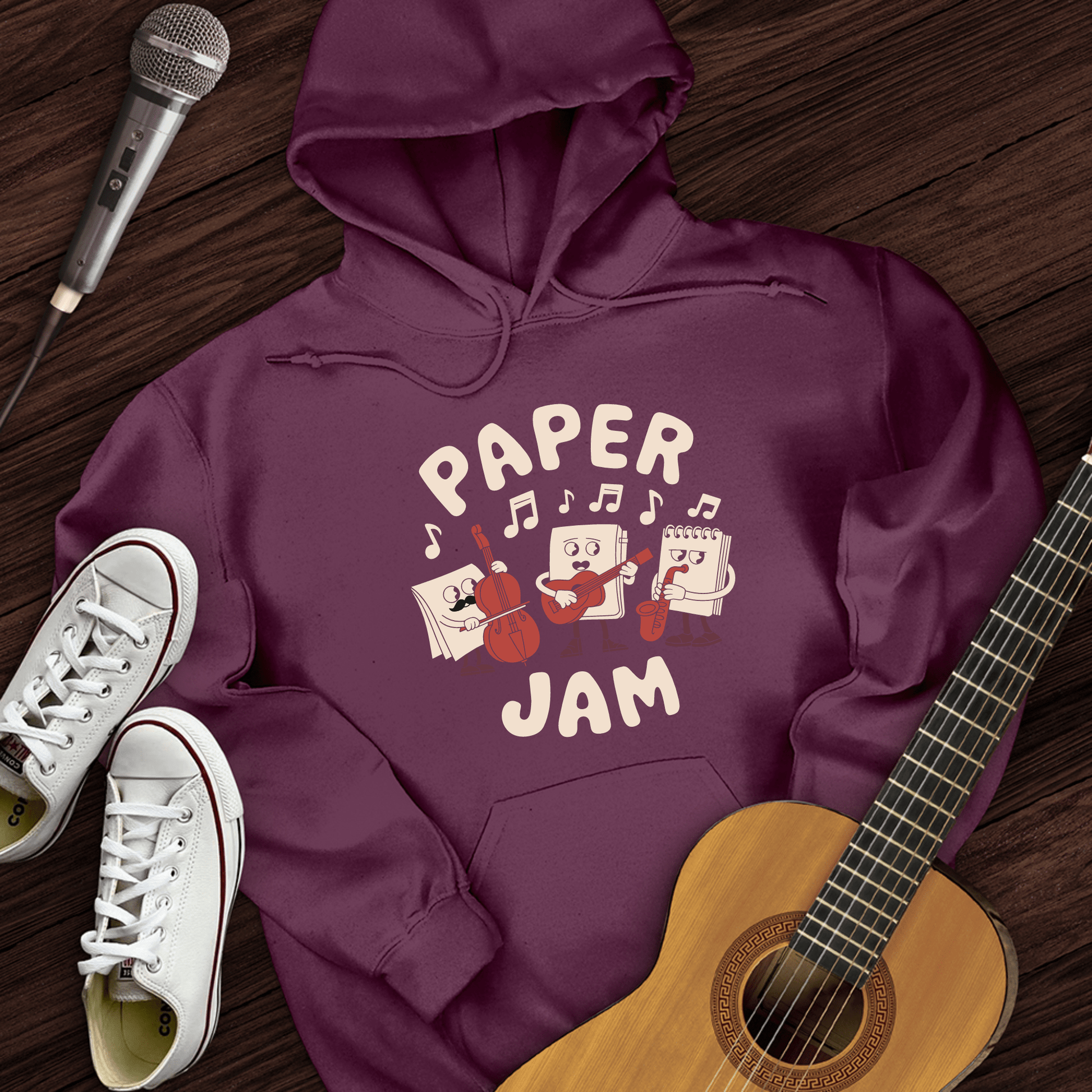 Printify Hoodie Maroon / S Paper Jam Hoodie
