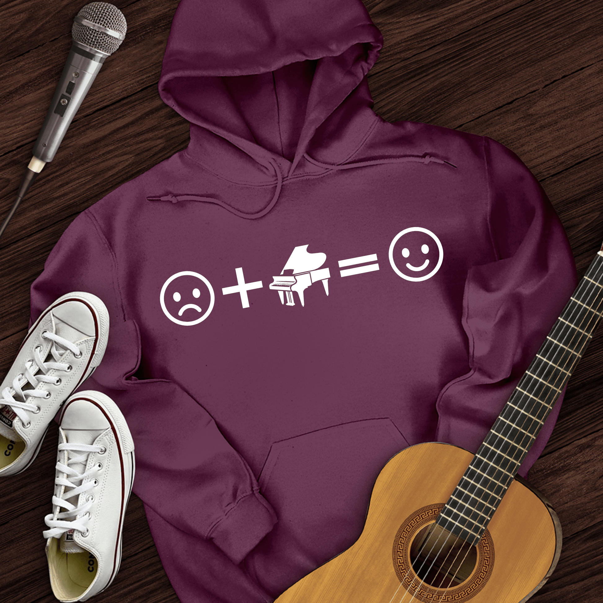 Printify Hoodie Maroon / S Piano Makes Me Happy Hoodie