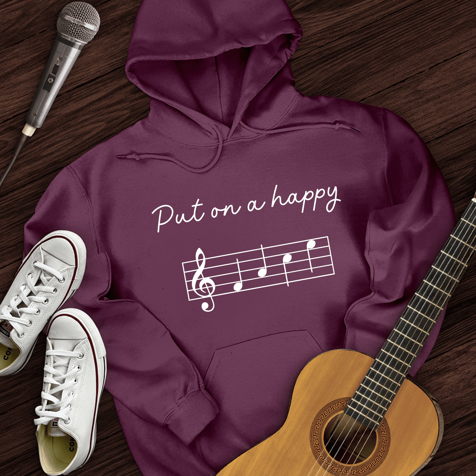 Printify Hoodie Maroon / S Put On A Happy Hoodie