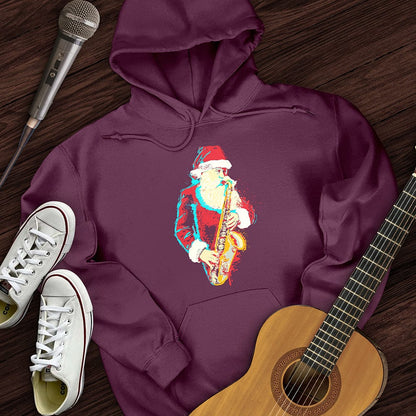 Printify Hoodie Maroon / S Santa Saxophone Hoodie