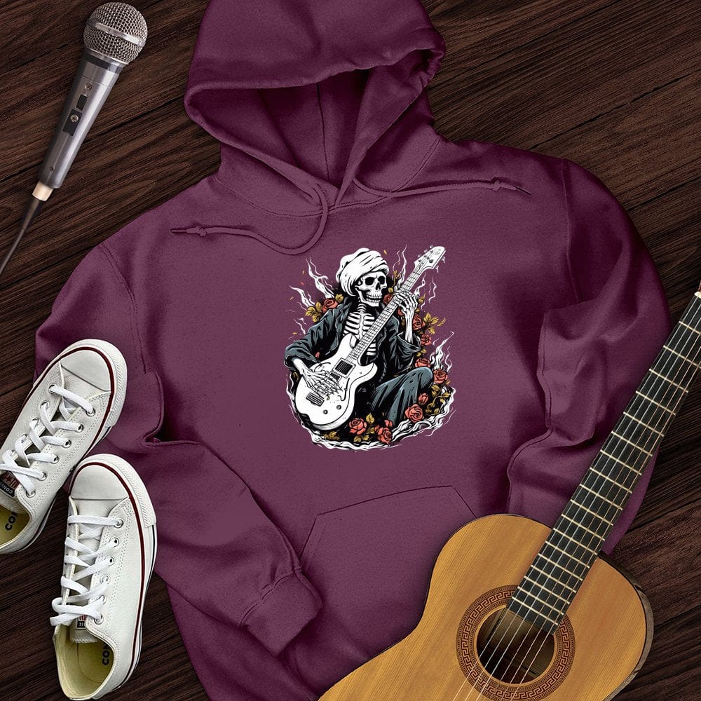 Printify Hoodie Maroon / S Skeleton Playing Music Hoodie