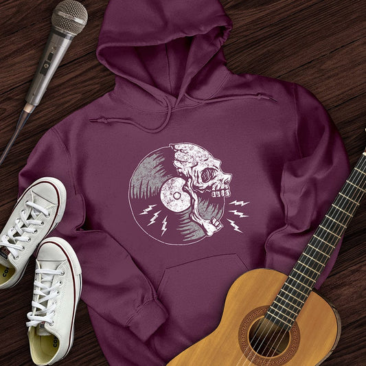 Printify Hoodie Maroon / S Skull Record Hoodie