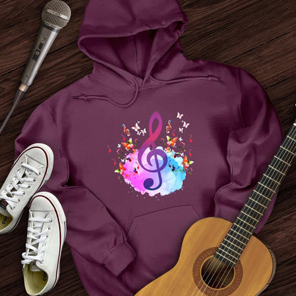 Printify Hoodie Maroon / S Water Color Treble Clef Hoodie