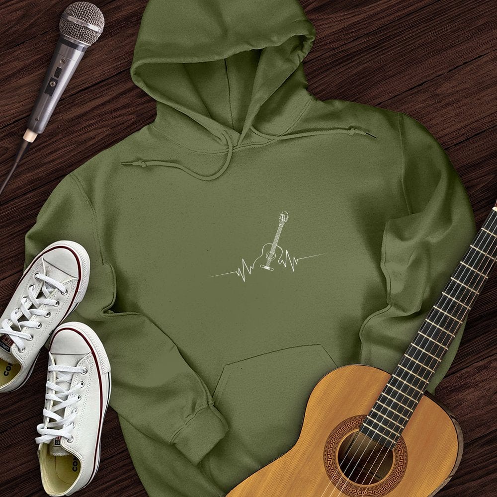 Printify Hoodie Military Green / S Acoustic Guitar Heart Beat Hoodie