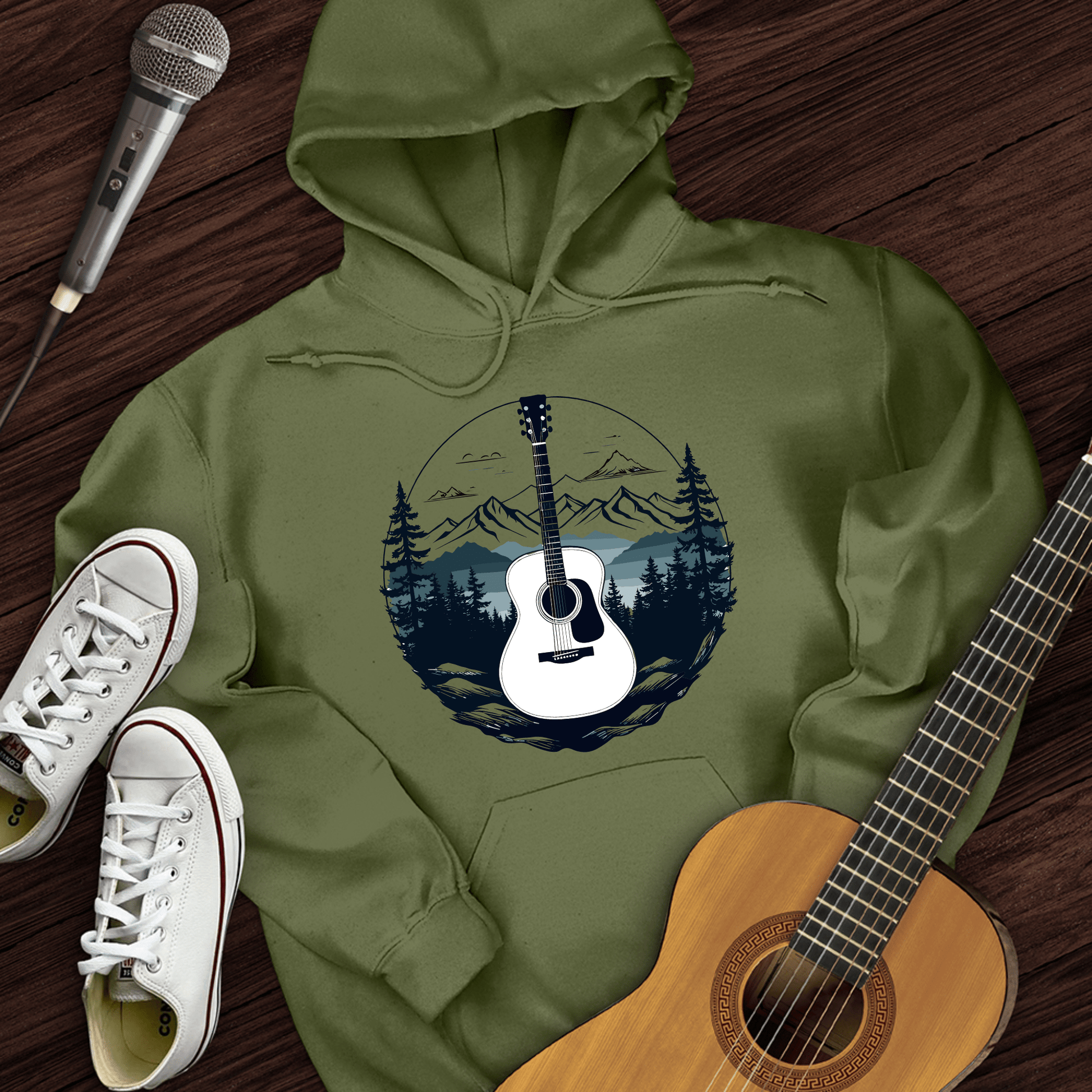 Printify Hoodie Military Green / S Acoustic Vibes Hoodie