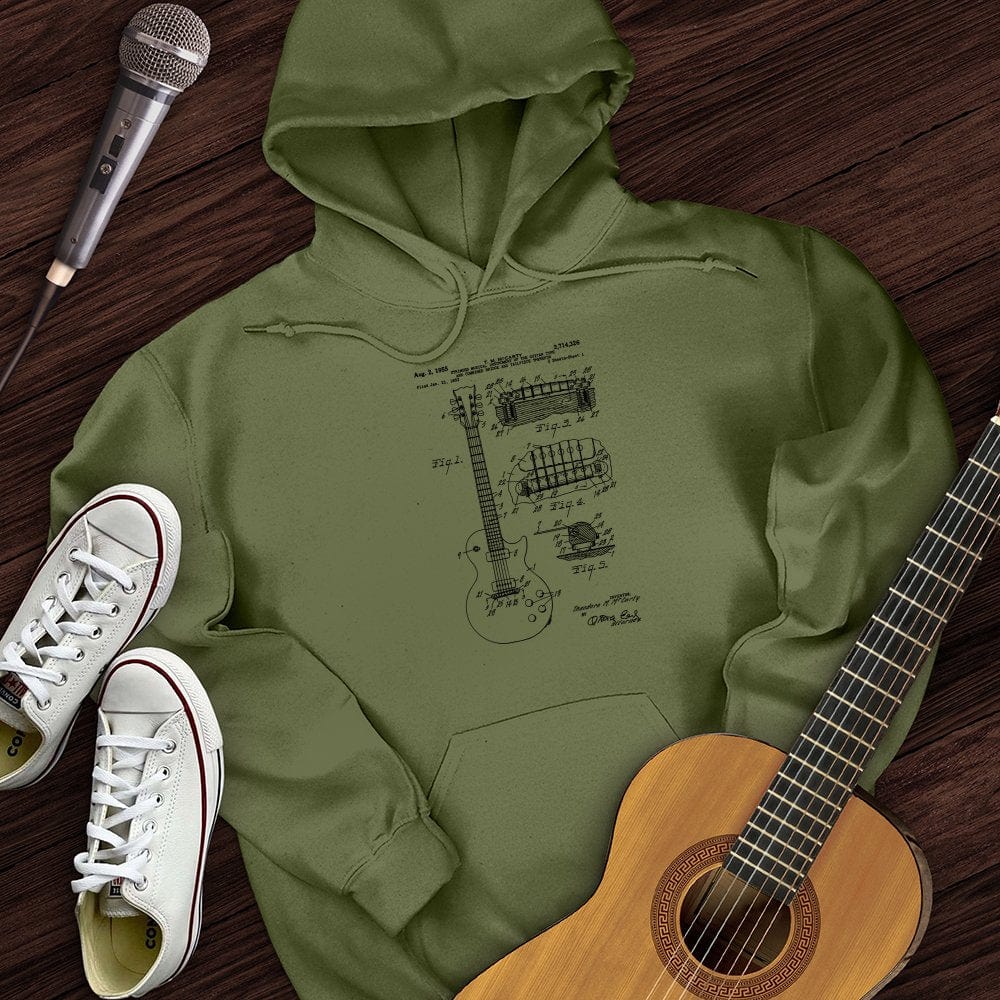 Printify Hoodie Military Green / S Anatomy Of A Guitar Hoodie