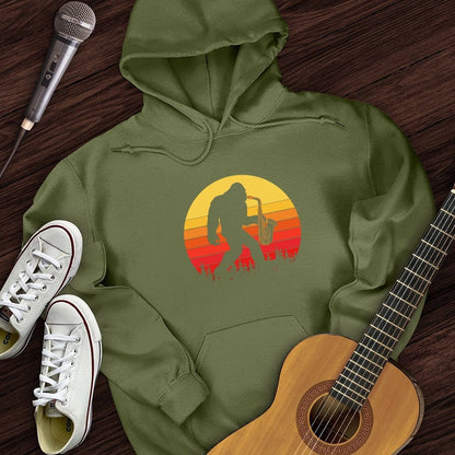 Printify Hoodie Military Green / S BigFoot Playing Sax Hoodie