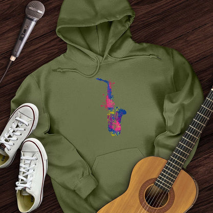 Printify Hoodie Military Green / S Cartoon Sax Hoodie