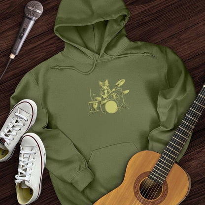 Printify Hoodie Military Green / S Cat Drums Hoodie