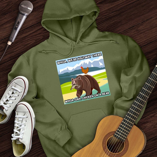 Printify Hoodie Military Green / S Chicken On A Bear Hoodie