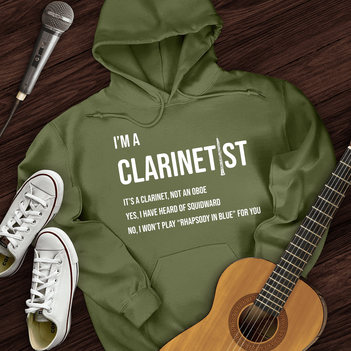 Printify Hoodie Military Green / S Clarinetist Hoodie