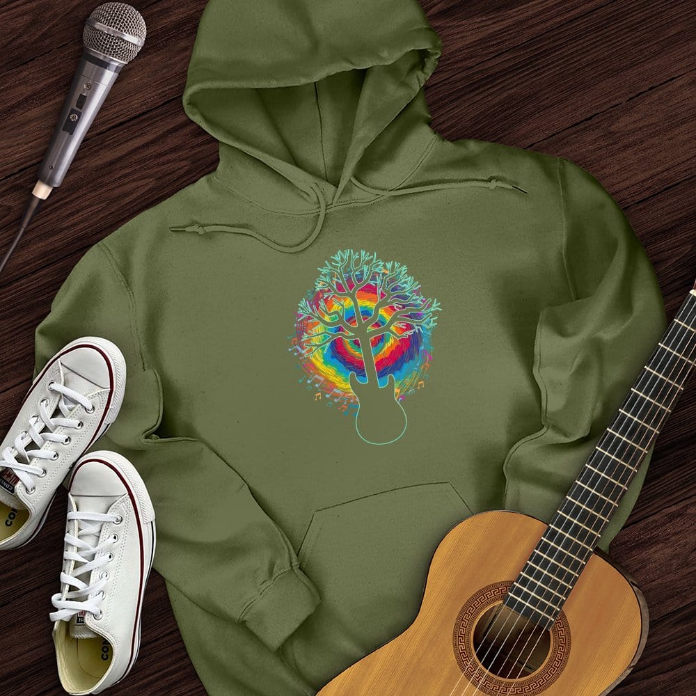 Printify Hoodie Military Green / S Colorful Guitar Hoodie