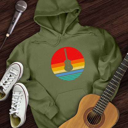 Printify Hoodie Military Green / S Colorful Vintage Guitar Hoodie