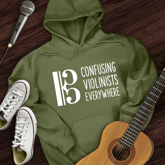 Printify Hoodie Military Green / S Confusing Violinists Hoodie