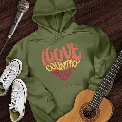 Printify Hoodie Military Green / S Country Music Love Hoodie