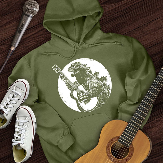 Printify Hoodie Military Green / S Dinosaur Guitar Hoodie