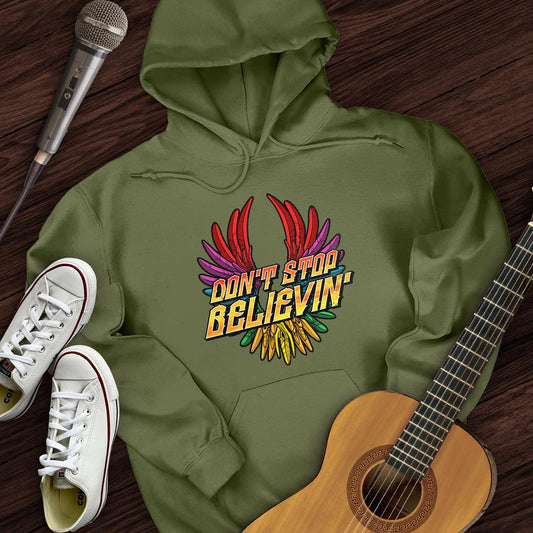 Printify Hoodie Military Green / S Don't Stop Believin' Hoodie