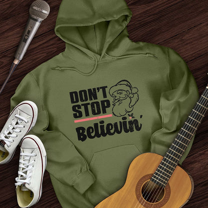 Printify Hoodie Military Green / S Don't Stop Believing Santa Hoodie