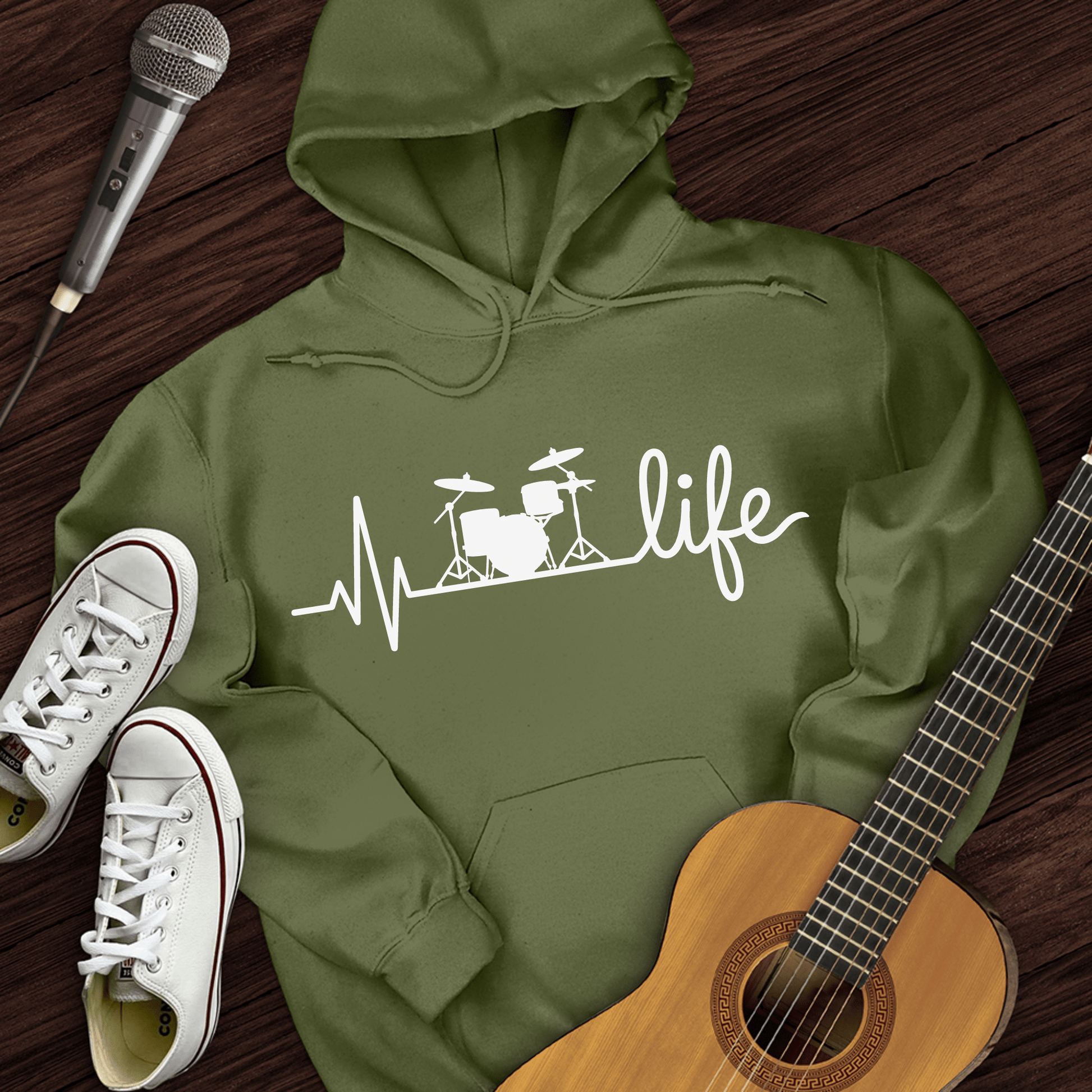 Printify Hoodie Military Green / S Drumbeat Hoodie