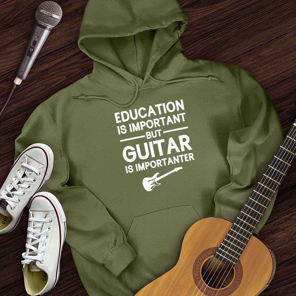 Printify Hoodie Military Green / S Education Is Important But Piano Is Importanter Hoodie