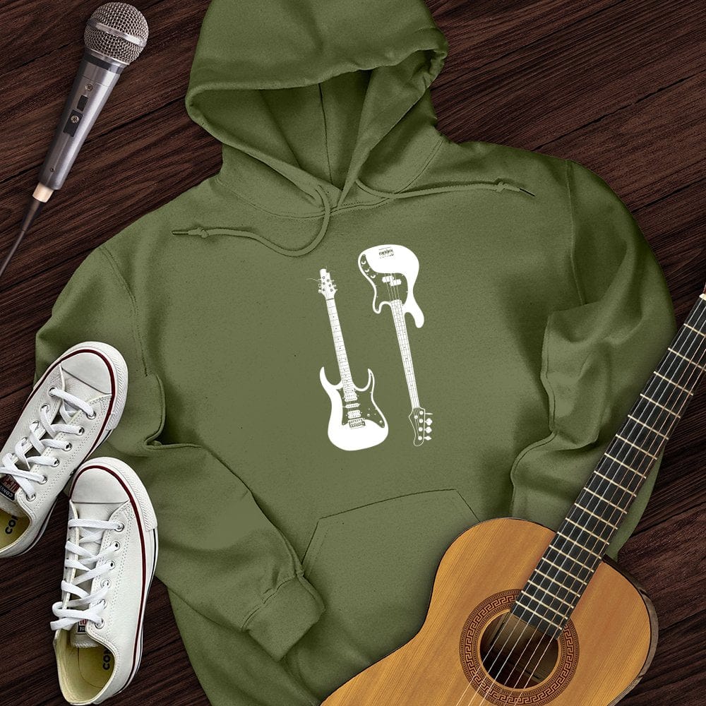 Printify Hoodie Military Green / S Electric and Bass Guitar Hoodie