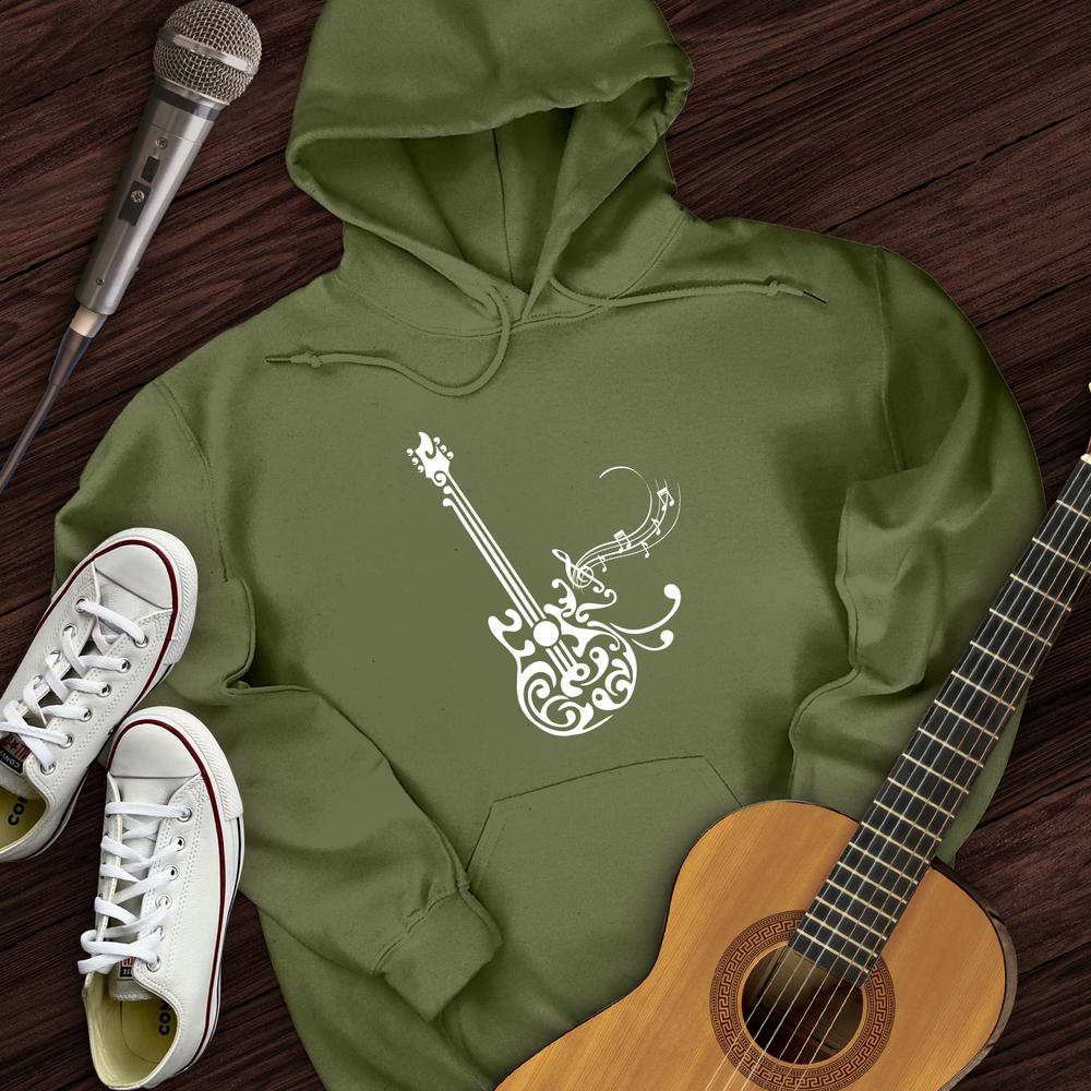 Printify Hoodie Military Green / S Floral Guitar Hoodie