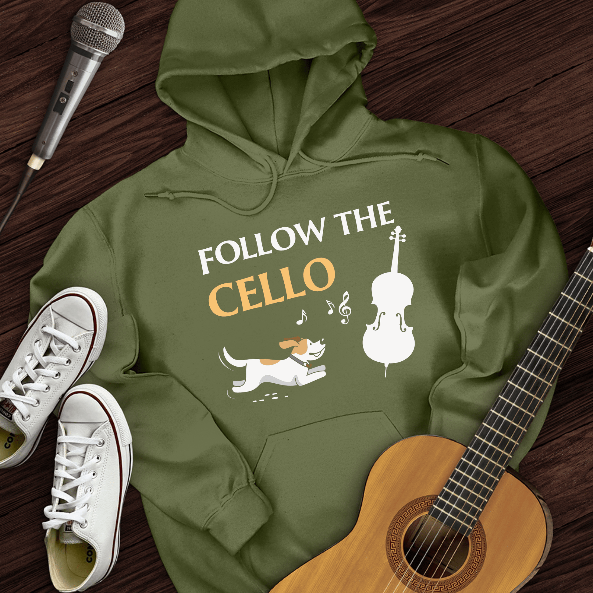 Printify Hoodie Military Green / S Follow The Cello Hoodie