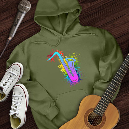 Printify Hoodie Military Green / S Graffiti Sax Hoodie