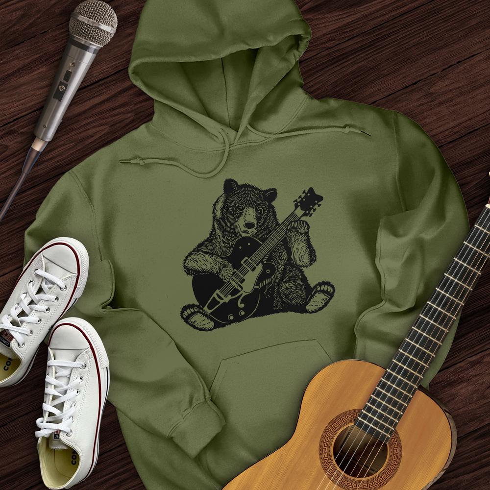 Printify Hoodie Military Green / S Guitar Bear Hoodie