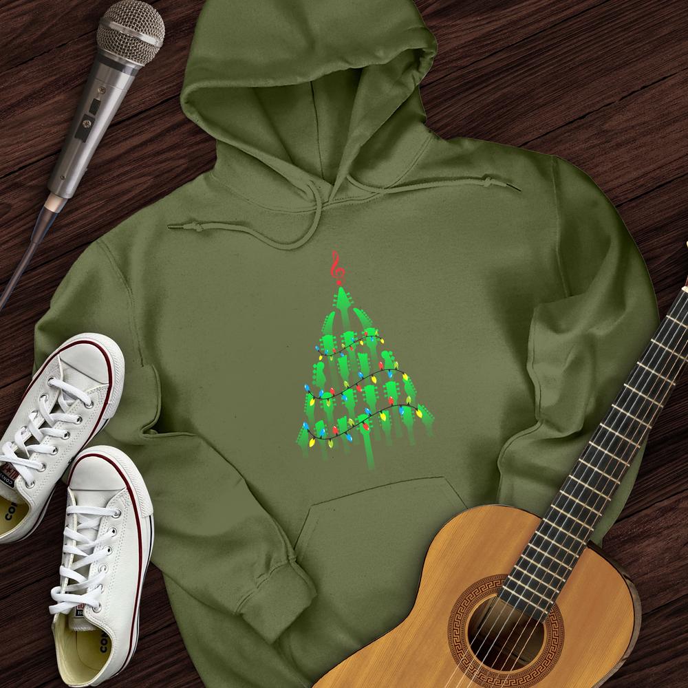 Printify Hoodie Military Green / S Guitar Christmas Tree Hoodie