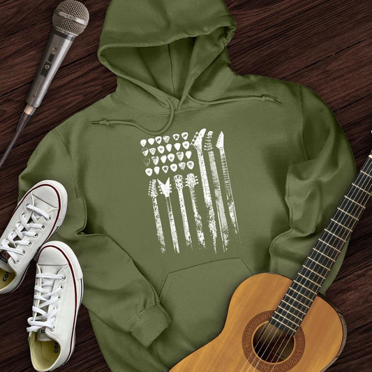 Printify Hoodie Military Green / S Guitar Flag Hoodie