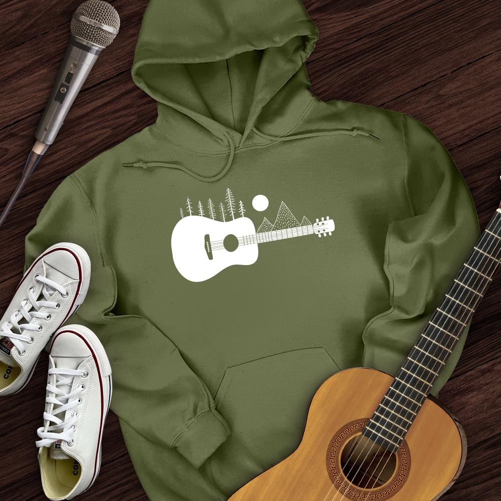 Printify Hoodie Military Green / S Guitar Mountain Hoodie