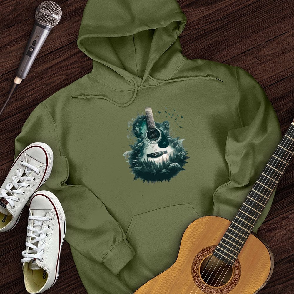 Printify Hoodie Military Green / S Guitar Nature Hoodie