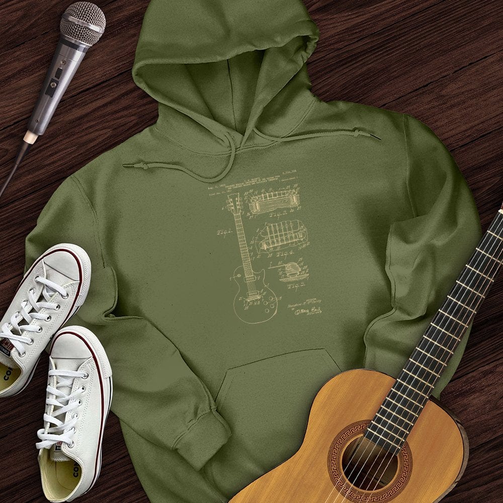 Printify Hoodie Military Green / S Guitar Patent Hoodie