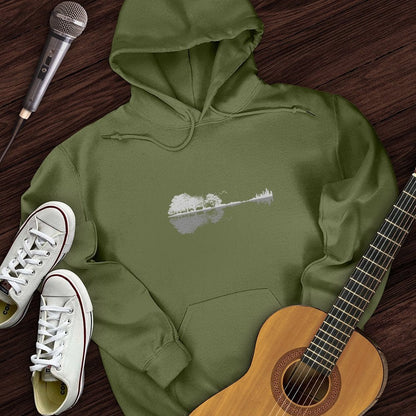 Printify Hoodie Military Green / S Guitar Reflection Hoodie