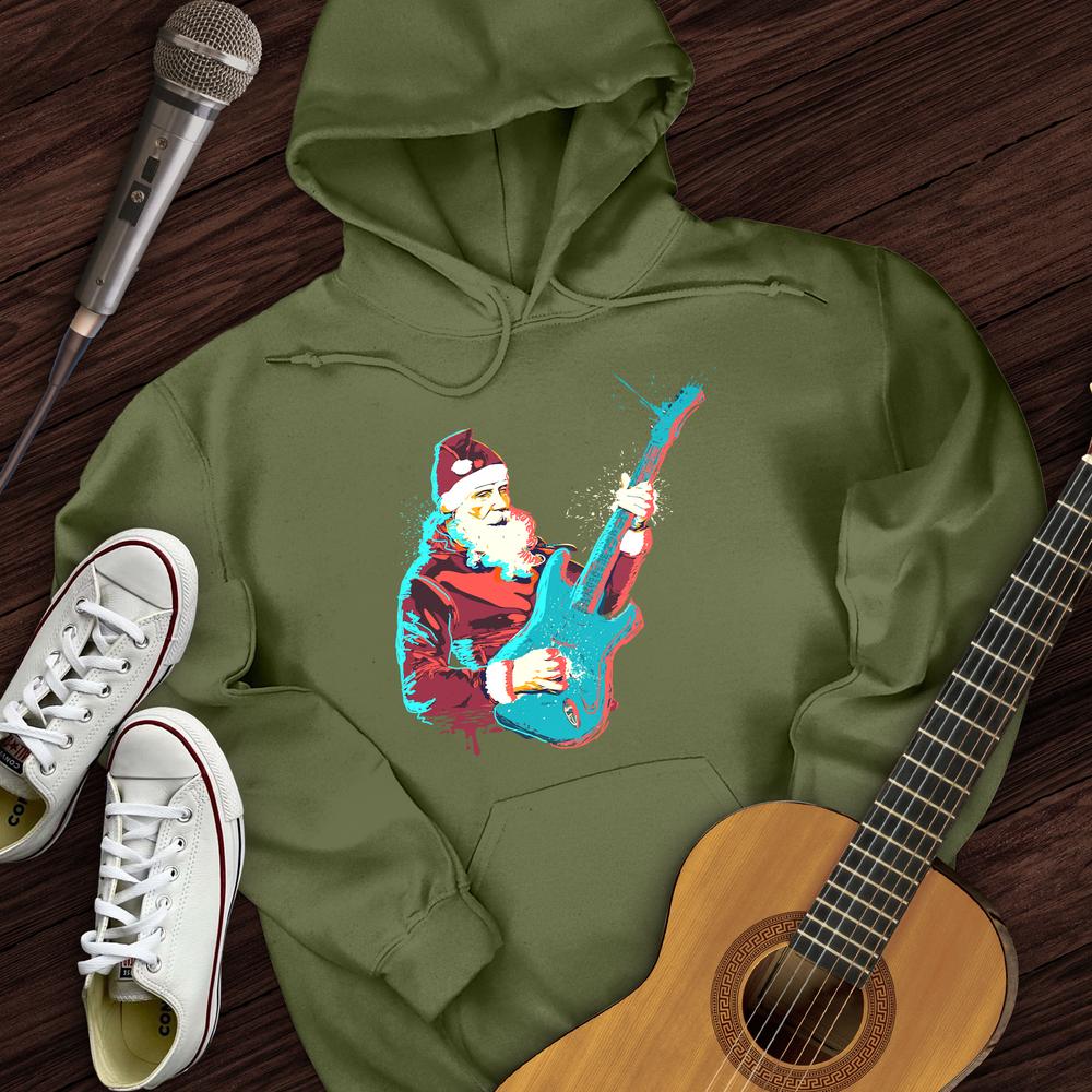 Printify Hoodie Military Green / S Guitar Santa Hoodie