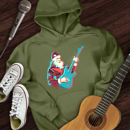 Printify Hoodie Military Green / S Guitar Santa Hoodie
