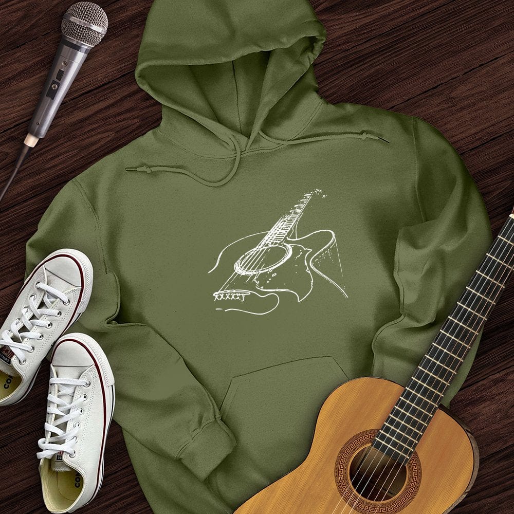 Printify Hoodie Military Green / S Guitar Sketch Hoodie