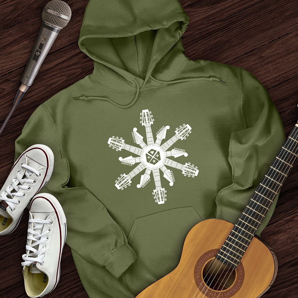 Printify Hoodie Military Green / S Guitar Snowflake Hoodie